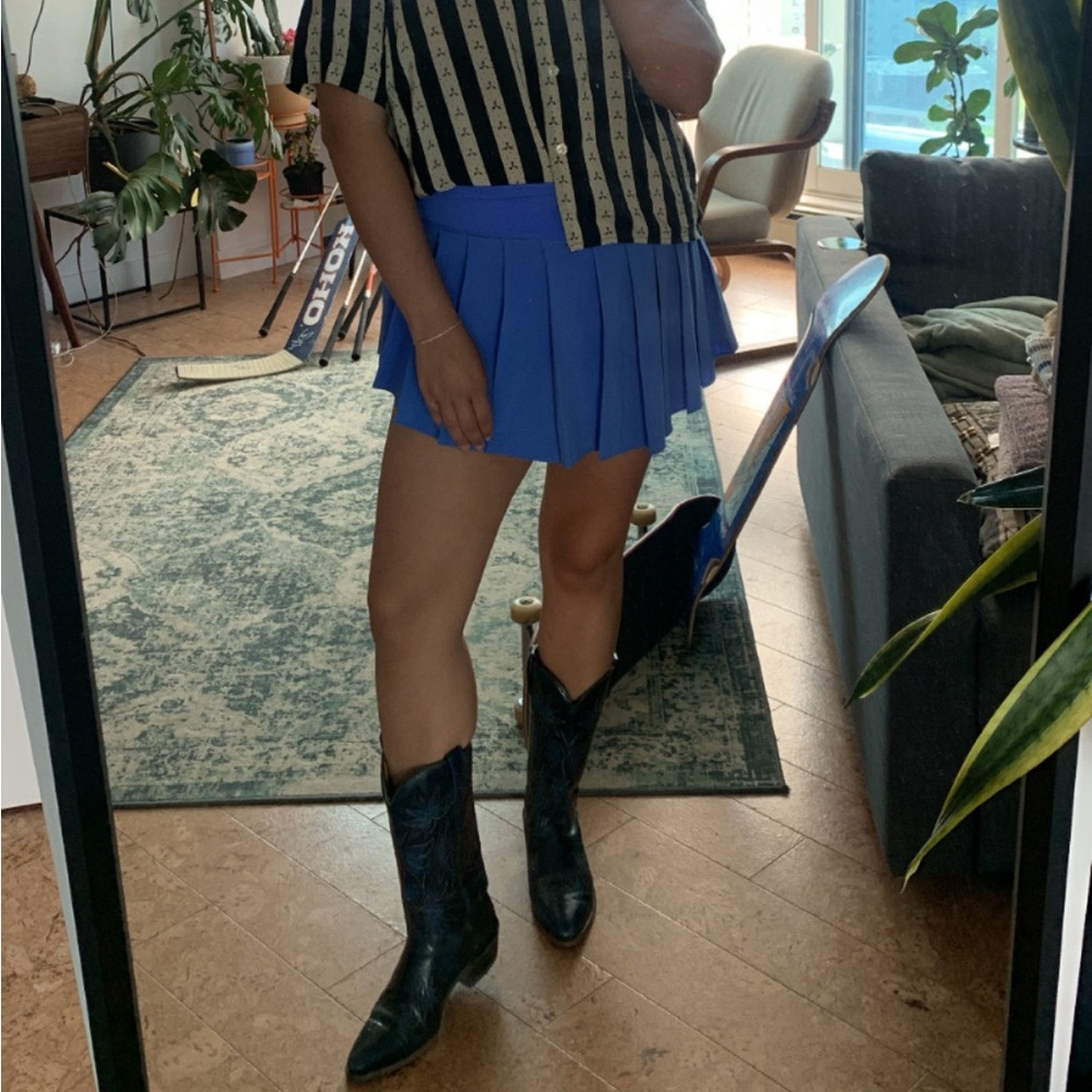 Blue Pleated Tennis Skort